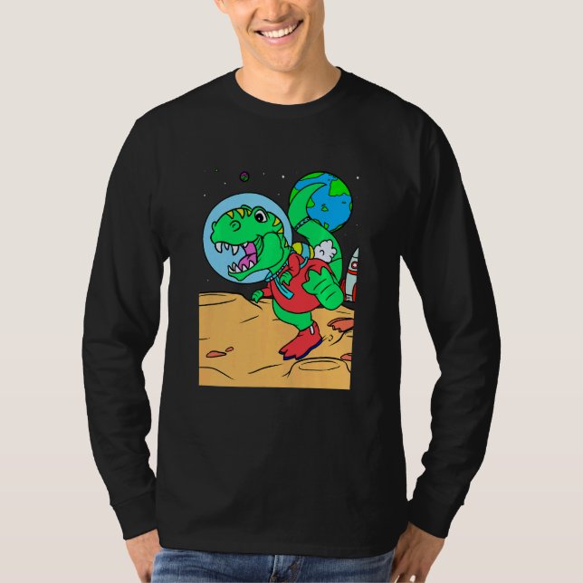 Kids Dino Planet & Dinosaurs In Space T-Shirt (Front)