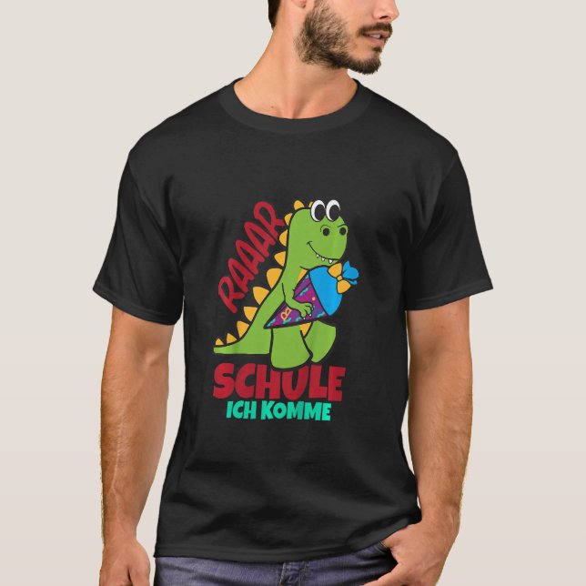 Kids Dino School Dinosaur School Cone I Come T-Shirt (Front)