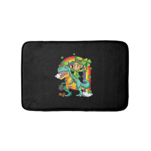Kids Dino St Patricks Day Shirt Toddler Boys Girl  Bath Mat