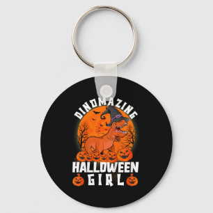 Kids Dinomazing Halloween Girl Dinosaur Saying Cos Key Ring