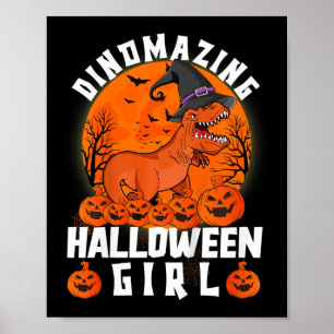 Kids Dinomazing Halloween Girl Dinosaur Saying Cos Poster