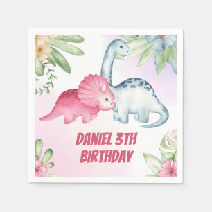  Kids Dinosaur 3rd Birthday Party Napkin