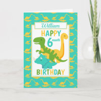 Kids Dinosaur 6 Month Birthday Blue