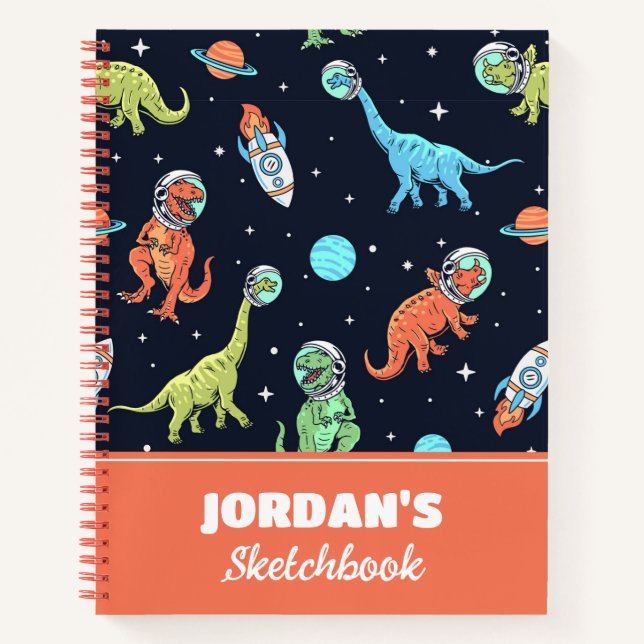 Kids Dinosaur Astronaut | Child's Sketchbook Notebook (Front)