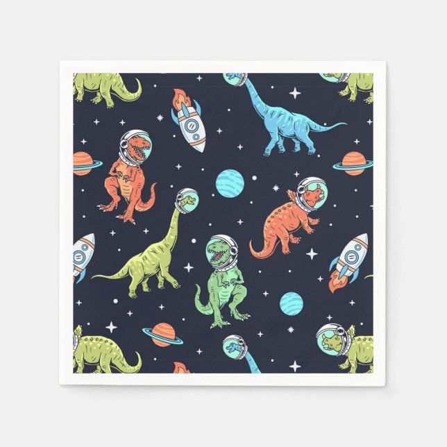 Kids Dinosaur Astronaut Pattern Napkin (Front)