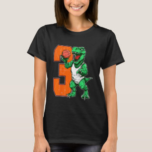 Kids Dinosaur Basketball  3 Year Old Boy  3rd Birt T-Shirt