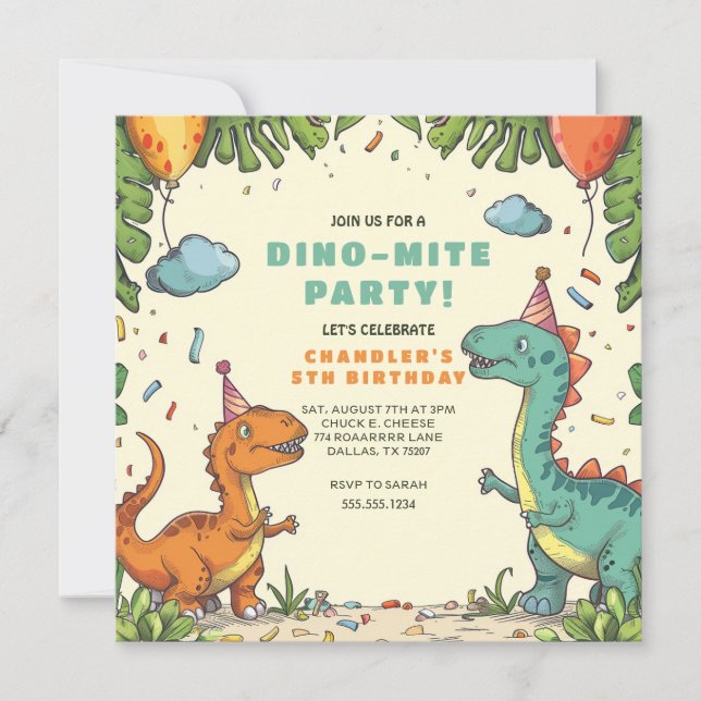 Kids Dinosaur Birthday Invitation (Front)