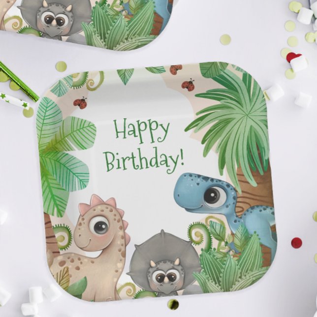 Kids Dinosaur Birthday Paper Plate (Dinosaur Birthday Party Plates)