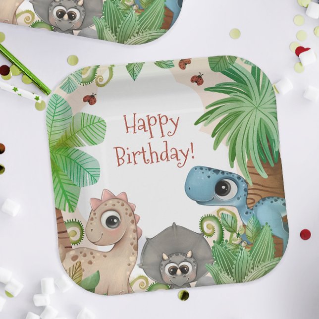 Kids Dinosaur Birthday Paper Plate (Dinosaur Birthday Party Plates)