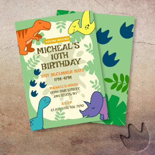 Kids Dinosaur Birthday Party Invitation