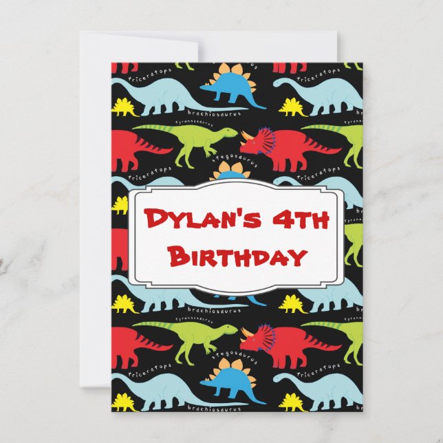 Kids Dinosaur Birthday Party Invitations (Front)