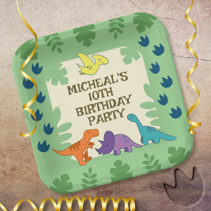 Kids Dinosaur Birthday Party Paper Plate