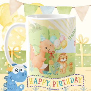 Kids Dinosaur Birthday Party Watercolor Coffee Mug