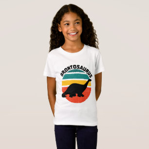 Kids Dinosaur Brontosaurus Retro Sunset Distressed T-Shirt