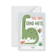 Kids Dinosaur Classroom Valentine Card