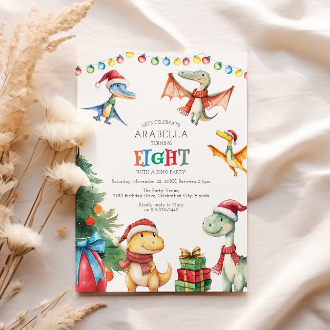 Kids Dinosaur Eighth Birthday Party Invitation (Creator Uploaded)