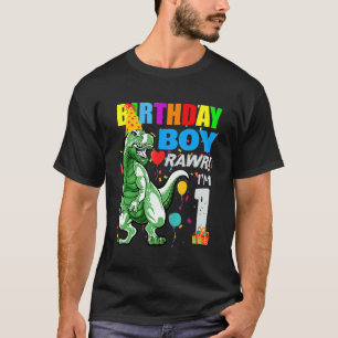 Kids Dinosaur First 1st Birthday Boy One 1 Year Ol T-Shirt