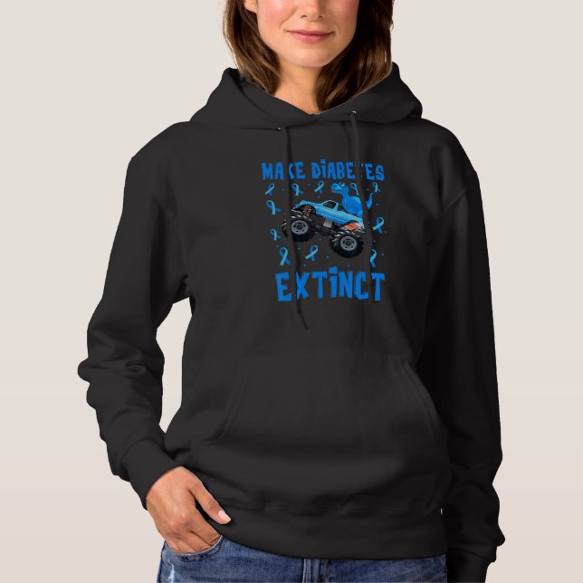 Kids Dinosaur Monster Truck Make Diabetes Extinct  Hoodie (Front)