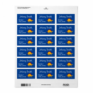 Kid's dinosaur name book labels