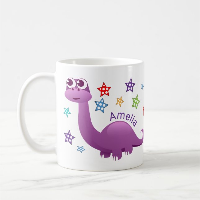 Kids Dinosaur Personalised Coffee Mug (Left)