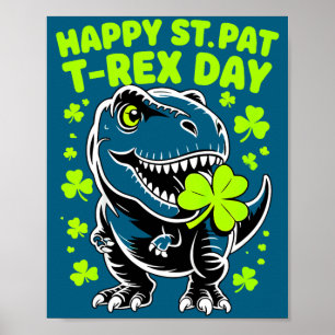 Kids dinosaur st patricks day boys happy st pat poster