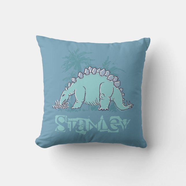 Kids Dinosaur Stegosaurus blue pillow (Front)