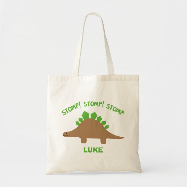 Kids Dinosaur Stegosaurus Personalised Tote Bag (Front)