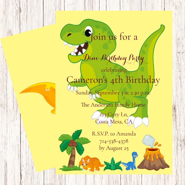 Kids Dinosaur Theme Birthday Party Invitation (Creator Uploaded)