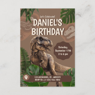 Kids Dinosaur Theme Birthday Party Invitation