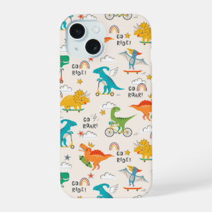 Kids Dinosaur Traveling Pattern iPhone 15 Case