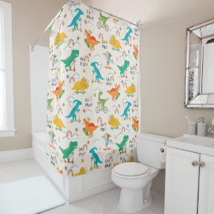 Kids Dinosaur Traveling Pattern Shower Curtain