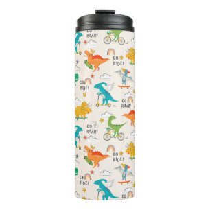 Kids Dinosaur Traveling Pattern Thermal Tumbler
