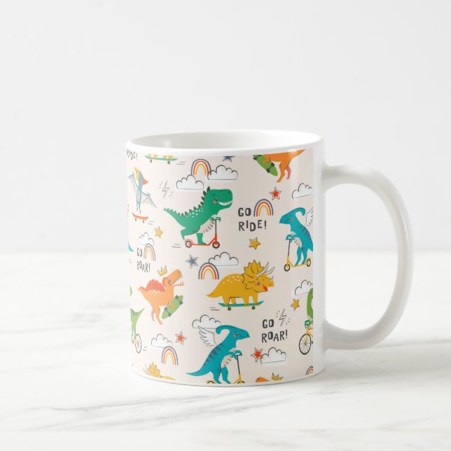 Kids Dinosaur Travelling Pattern Coffee Mug (Right)
