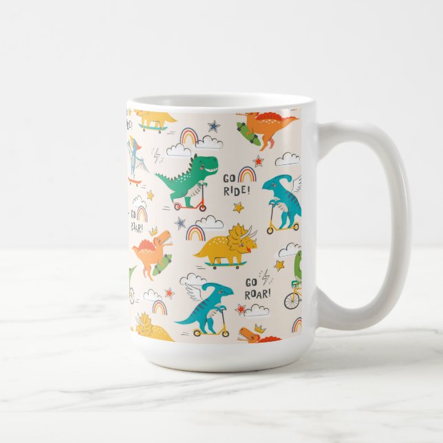 Kids Dinosaur Travelling Pattern Coffee Mug (Right)