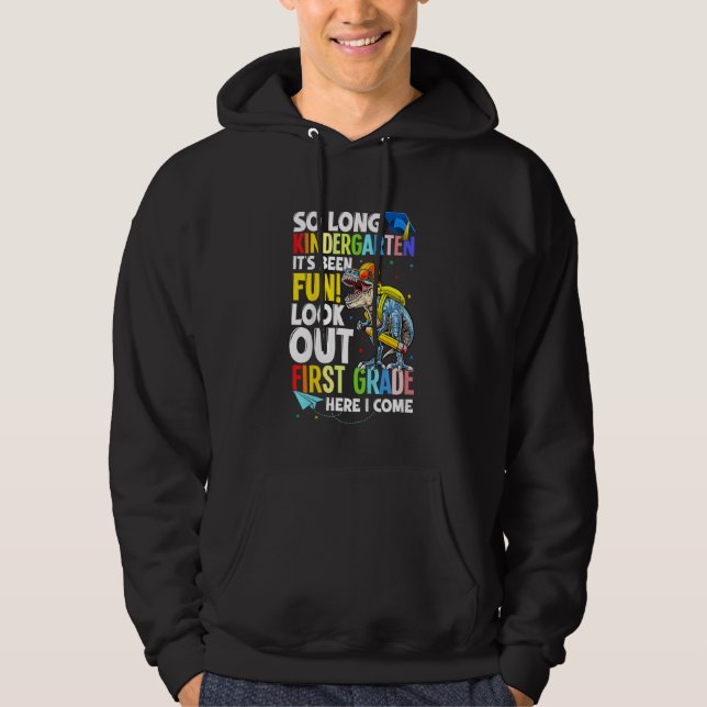 Kids Dinosaur Trex So Long Kindergarten Here I Com Hoodie (Front)