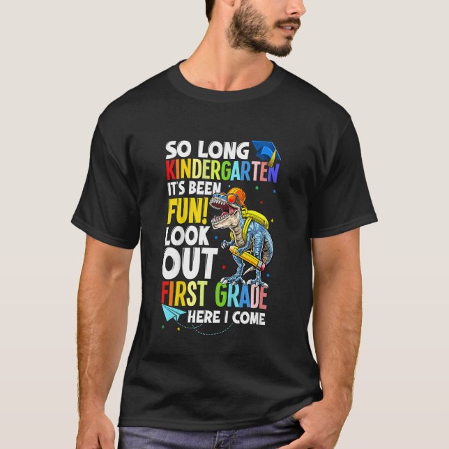 Kids Dinosaur Trex So Long Kindergarten Here I Com T-Shirt (Front)