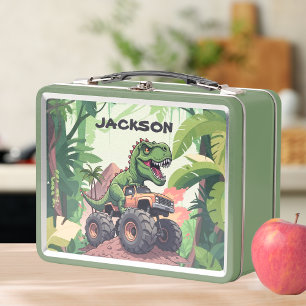 Kids Dinosaur Truck Custom Back to School Metal Lunch Box