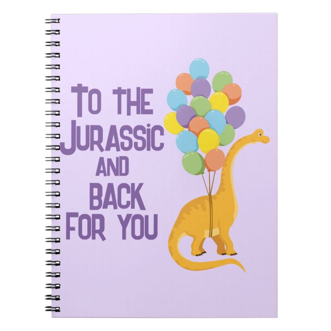 Kids dinosaur Valentines school gift purple Notebook (Front)