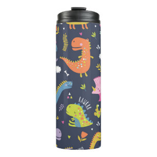 Kids Dinosaurs: Colourful Vintage Pattern Thermal Tumbler