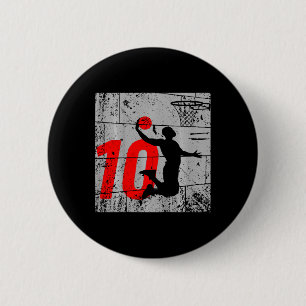Kids Distressed 12 Year Old 12th Basketball Birthd 6 Cm Round Badge