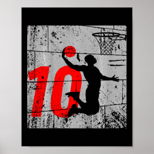 Kids Distressed 12 Year Old 12th Basketball Birthd Poster