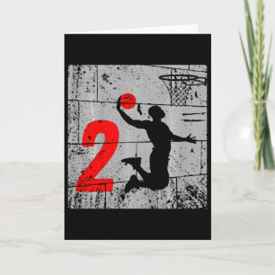 Kids Distressed 2 Year Old 2nd Bysketbyll Birthday Card