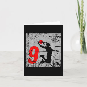 Kids Distressed 9 Year Old 9th Basketball Birthday Card