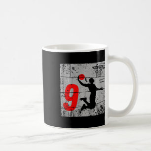 Kids Distressed 9 Year Old 9th Bysketbyll Birthday Coffee Mug