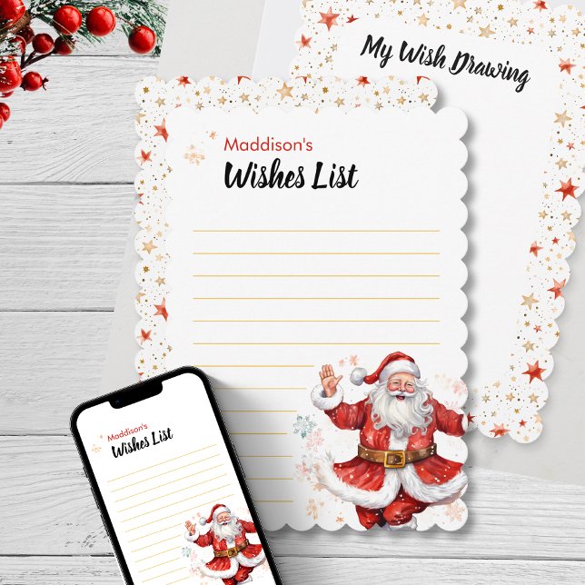 Kids DIY Blank Wish List Draw Personalised Name    Invitation (Christmas wish list diy blank activity drawing santa wishes card magic gift writing personalized nam)