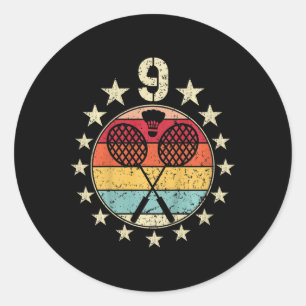 Kids Dminton Birthday 9 Year Old Boy Dminton 9th B Classic Round Sticker