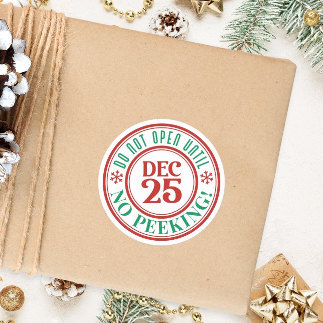 Kids Do Not Open Until Christmas Ne Peeking Classic Round Sticker (Creator Uploaded)