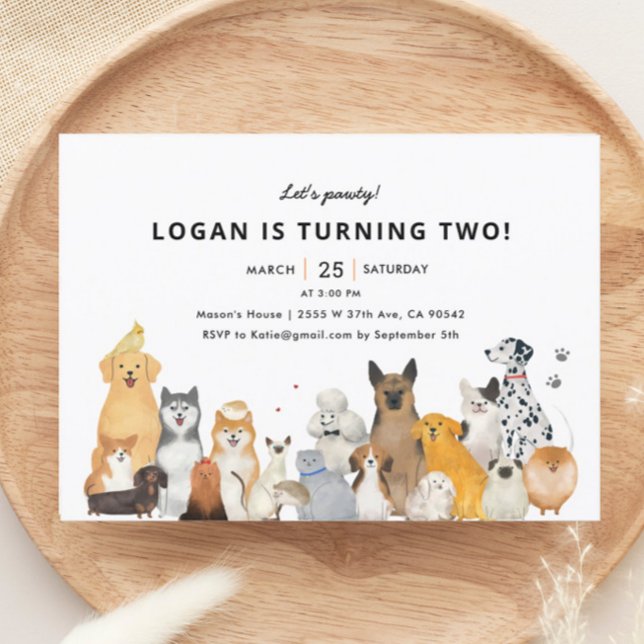 Kids Dog Puppy Pawty Birthday Party  Invitation (Creator Uploaded)