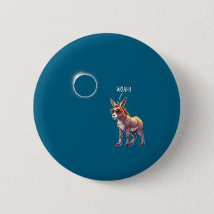 Kids Donkey Solar Eclipse Farmer Dad 6 Cm Round Badge