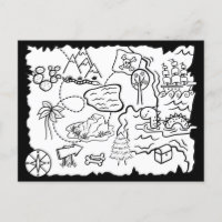 Kids Doodle Treasure Map Colouring Page